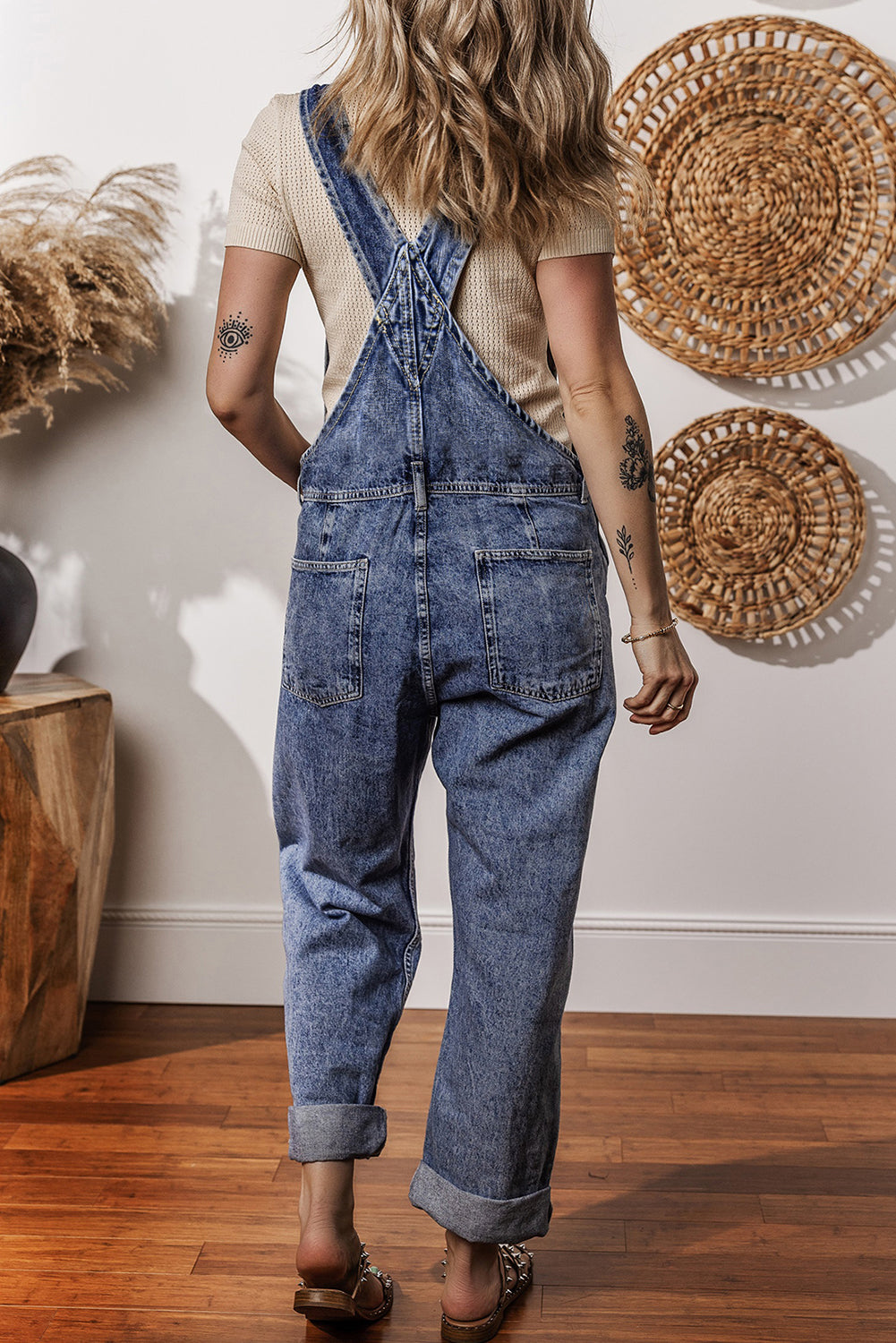 Blue Denim Straight Leg Overall with Pockets