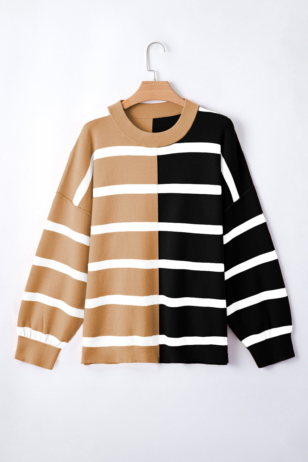 Striped Colorblock Oversized Sweater