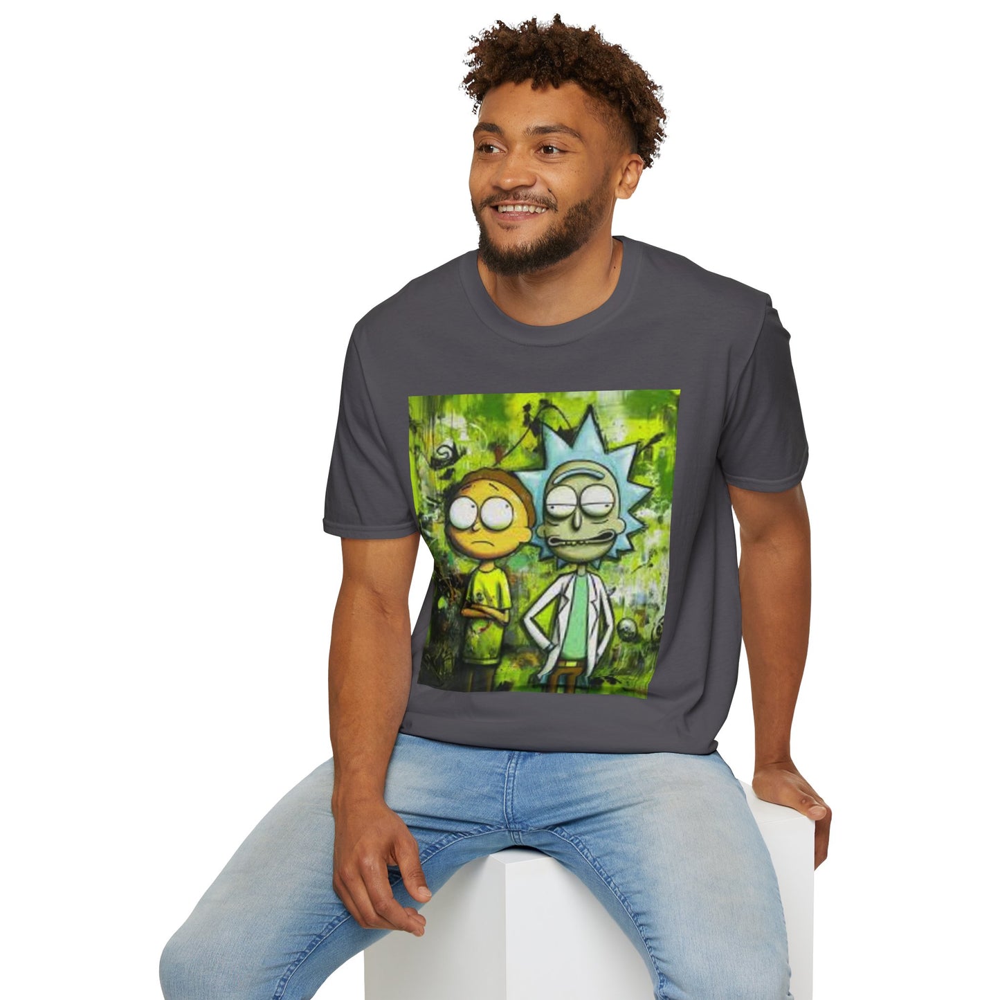 Rick & Morty Tee - Unisex Softstyle T-Shirt, Adult Cartoon Graphic Shirt, Funny TV Show Fan Apparel, Geeky Pop Culture Top, Animated Series