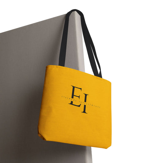 Ethereal Intelligence Large Yellow Tote Bag - Ethereal Intelligence Elegant Lettering