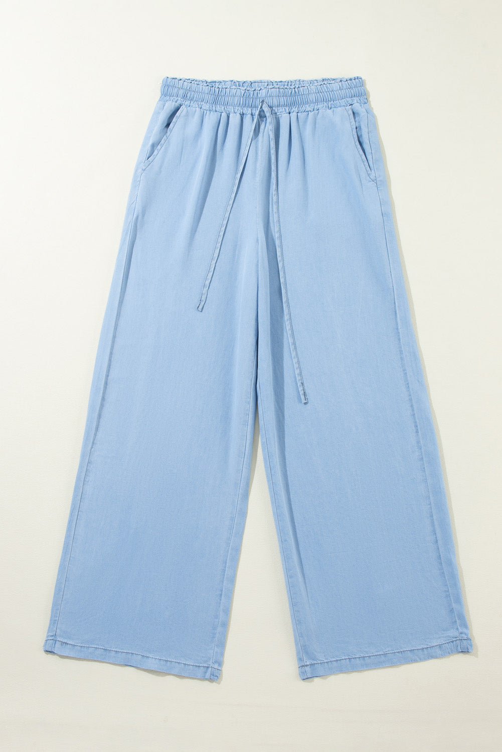 Forget Me Not Drawstring High Waist Wide Leg Denim Pants