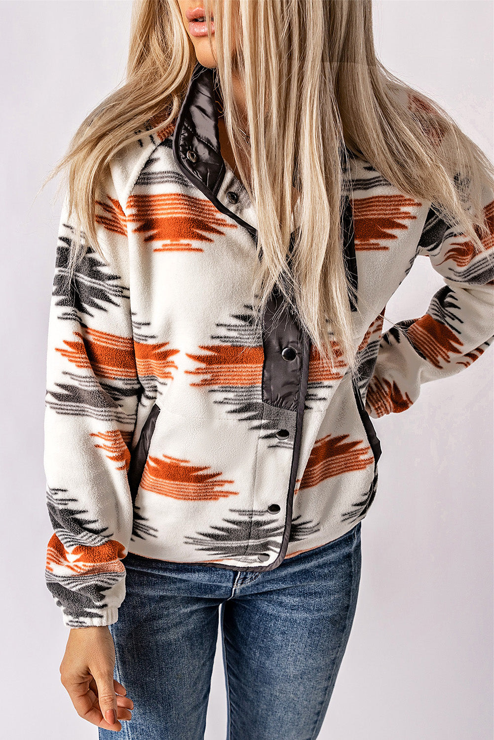 Western Aztec Snap Buttoned Fleece