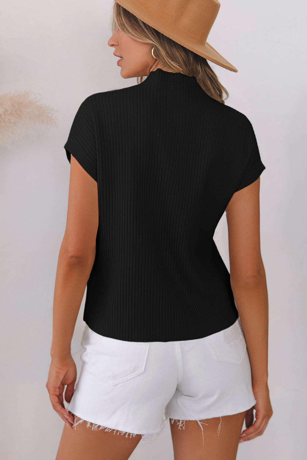 Black Patch Pocket Short Sleeve Sweater