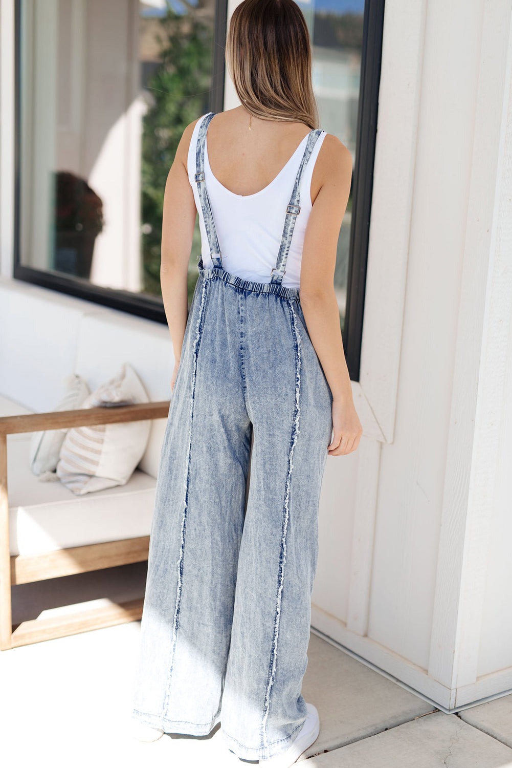 Comfy fit Acid Wash Wide Leg Denim Overall