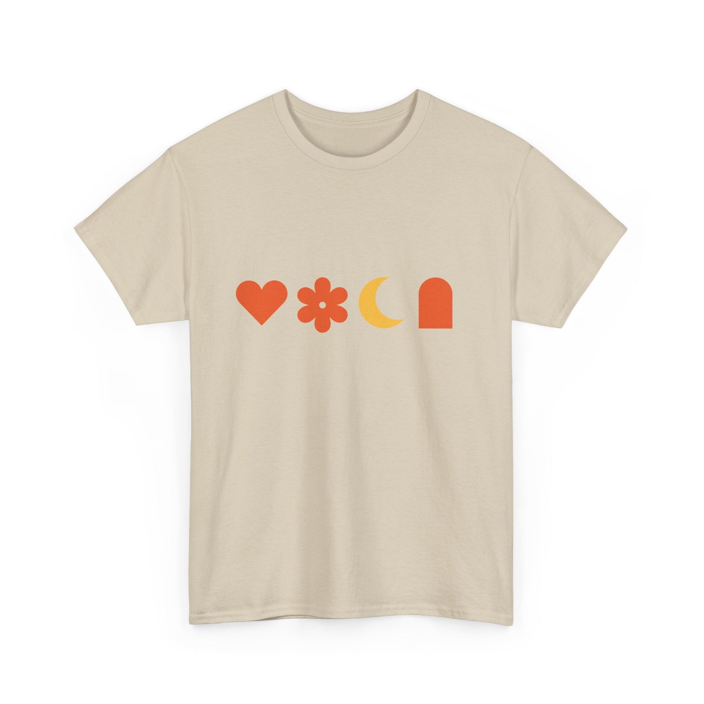 Abstract Art Unisex Heavy Cotton Tee - Heart, Flower & Moon Design