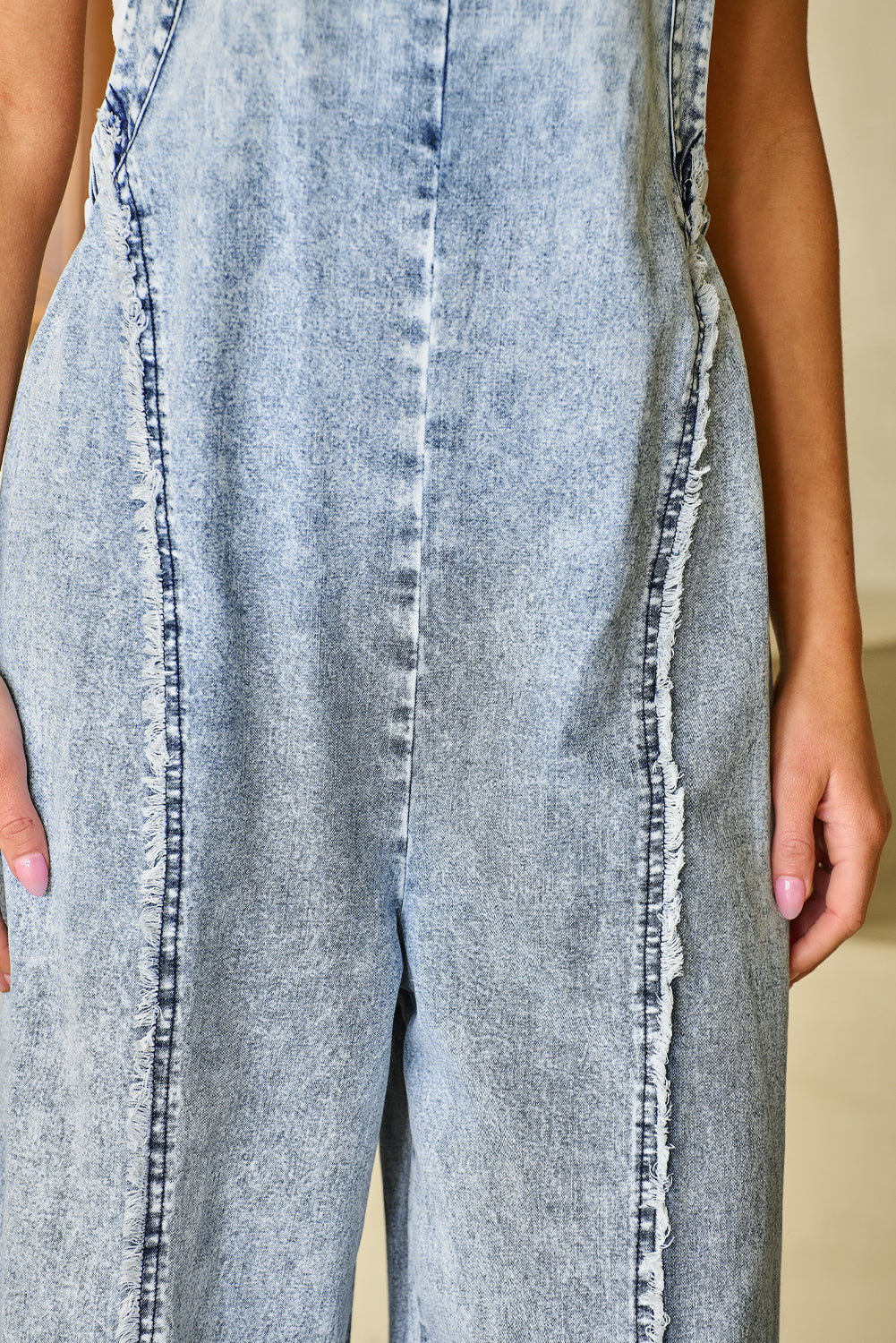 Comfy fit Acid Wash Wide Leg Denim Overall