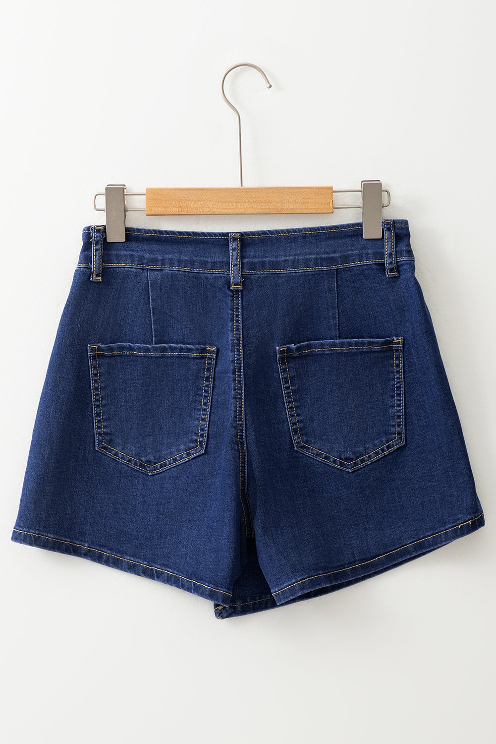 90s inspired Asymmetric Wrapped Buttoned High Waist Denim Skort