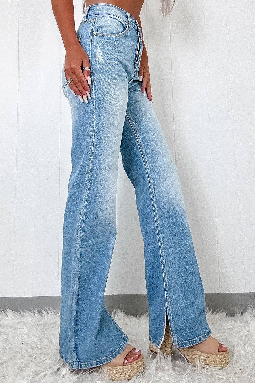 In the Hips High Rise Slit Leg Jeans