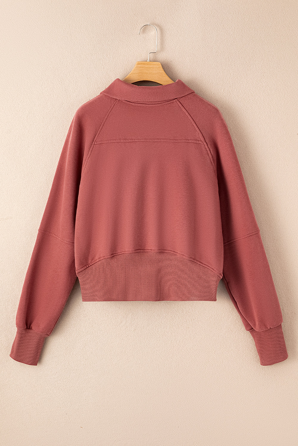 Standing Collar Thumbhole Long Sleeve Zip Up Sweater