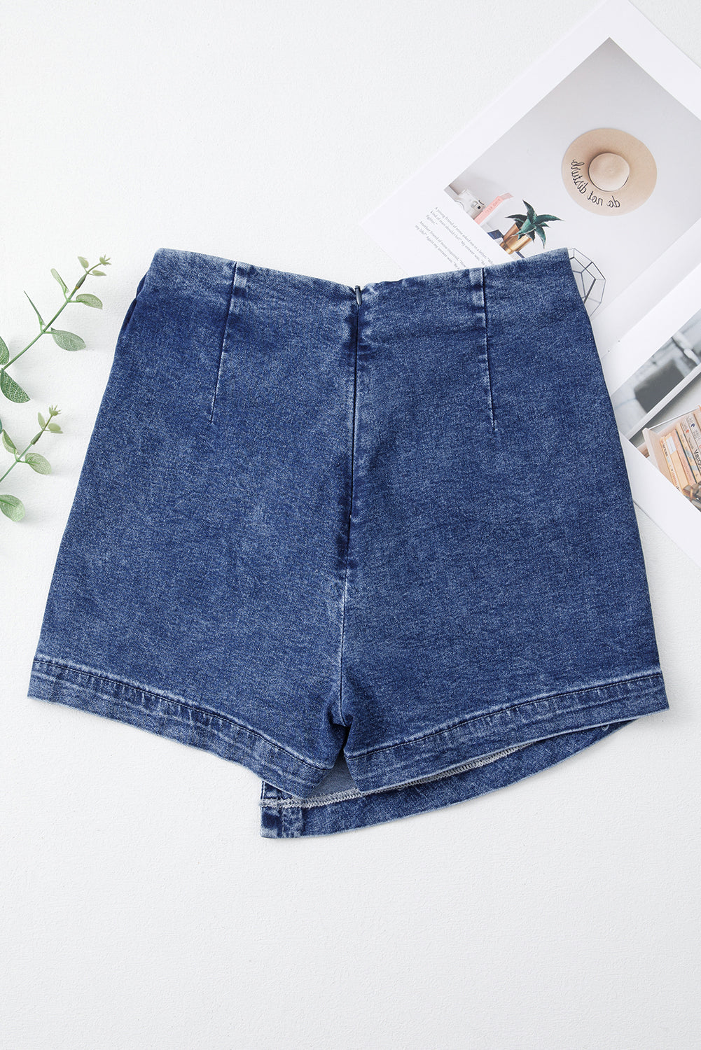 90s inspired Acid Wash Twisted Zipped Denim Skort